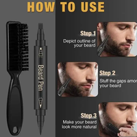 Crayon à barbe Oem double face 2023 naturel imperméable à l'eau, style correcteur de la barbe, stylo de tatouage de remplissage, stylo polyvalent 4 points barbe