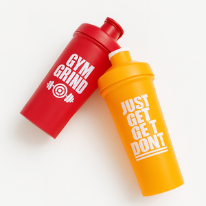 Botella agitadora de agua con taza de proteína de gimnasio sin BPA con impresión personalizada de 600ML CON MEZCLADOR MOQ bajo tapa negra y coctelera con tapa roja - Product Image 2