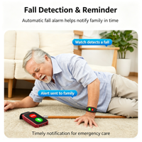 Montre connectée 4G senior avec bouton SOS à une touche, alarme de chute, suivi GPS, réponse automatique aux appels, moniteur de santé, bracelet de sécurité pour personnes âgées