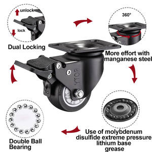 Lenkrad Hersteller Schwarz 2 Zoll Lenk rollen mit Bremsen Trolley PU Swivel <span class=keywords><strong>Caster</strong></span> - Product Image 3