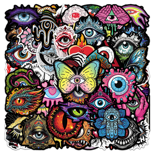 50 feuilles d'autocollants gothiques personnalisés en vinyle imperméable, motif œil mystérieux psychédélique, pour skateboards, casques, ordinateurs portables - Product Image 2