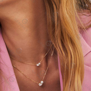 Collana con piccolo ciondolo con diamanti bianchi coltivati in 925 in argento sterling - Product Image 2