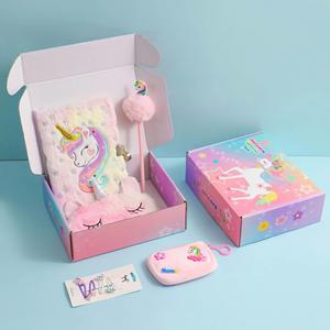 Cute Beautiful Embroidery Private Diary Notepad Fluffy Notebook Hair Clips Keychain <b>DIY</b> Journal <b>Kit</b> for Girls - Product Image 3