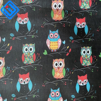 Tissu sergé satiné enduit PVC imprimé hibou en gros |   Tissu doux 100% polyester pour sacs et ameublement pour filles |   Approvisionnement d'usine