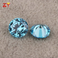 Pierres précieuses en cristal polies de coupe artificielle 1mm 3mm couleurs de fumée bleue bijoux CZ pour bague zircone cubique ronde synthétique