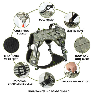 Imbracatura per cani tattico regolabile senza trazione per cani di grossa taglia e Set di guinzaglio per cani di grossa taglia fuori a camminare - Product Image 3