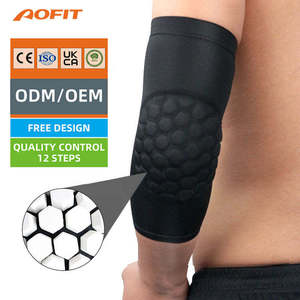 Soporte de compresión transpirable para codo tipo panal de abeja, mangas deportivas a prueba de golpes con almohadillas para el codo - Product Image 3