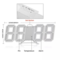 Décoration d'intérieur, horloge numérique LED 3D, minuterie électronique, veilleuse, réveil avec fonction de température, pour mur et bureau