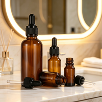 Flacons compte-gouttes en verre ambré, flacons d'huile essentielle anti-lumière, contenants vides pour sérum liquide et emballages cosmétiques pour soins de la peau