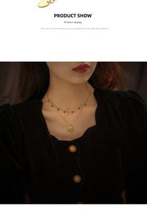 Collana girocollo con ciondolo color smeraldo placcata oro alla Moda da donna Moda Cadenas Collares per feste - Product Image 2