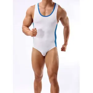 Personalizzato adulto tuta Wrestling canotta Slip Nylon canotta palestra canottiere stringer gilet tuta bikini costume intero uomo