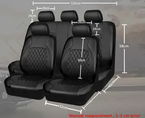 مجموعة عالية الجودة تنفس مقعد السيارة الفاخرة الرياضية العالمية السوداء بو الجلود غطاء مقعد وسادة هوائية