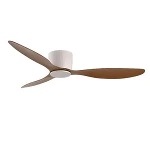 Morden phổ biến thông minh người hâm mộ ánh sáng Ba ABS nhựa hạt gỗ lưỡi Đèn chùm 52inch DC động cơ điều khiển từ xa LED quạt trần