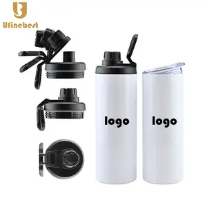 Yeni tasarım 20oz duo kapaklar süblimasyon çift duvar tumblers paslanmaz çelik vakum yalıtımlı süblimasyon su şişeleri