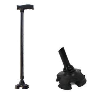 Canne pliante en alliage d'aluminium, 3 sections, pointe en caoutchouc antidérapante, bâton de marche noir pour personnes âgées, hauteur réglable, bâton de randonnée - Product Image 1