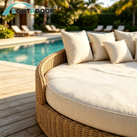Chaise longue moderne en aluminium et rotin PE SR, écologique, pliable, portable, pour l'extérieur, le bord de la piscine, avec coussins, pour la chambre à coucher, les hôtels