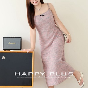 Ensemble robe longue en tricot pour femme Happy Plus, robe rose avec couverture blanche, taille plus, tenue décontractée d'été - Product Image 5