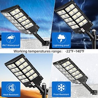 Lampadaires solaires LED tout-en-un 520000LM 6500K IP67 Étanche Détecteur de mouvement Télécommande Crépuscule Aube