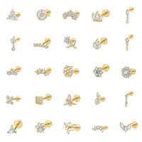 Bijoux de mariage en alliage de titane ASTM F136 ongles à lèvres dorés de style classique nombril nez abdomen mamelon incrusté de zircon plaqué or