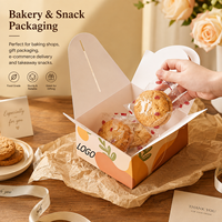 Boîte d'emballage alimentaire biodégradable de luxe moderne avec poignée, impression quadricolore de logo personnalisé, pour pâtisserie, gâteaux et biscuits