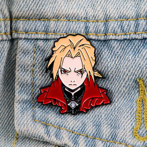 Broches de bijoux fantaisie 2 styles Fullmetal Alchemist Edward <span class=keywords><strong>Alphonse</strong></span> Elric, en alliage métallique, style dessin animé, pour loisirs créatifs, badges et broches d'anime - Product Image 2