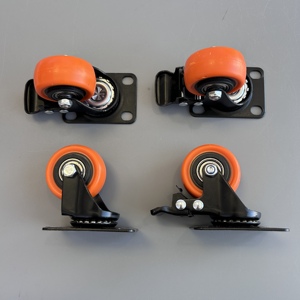 Rodízios Giratórios Premium de Poliuretano Laranja de 4 Polegadas com Travamento, Material Durável de Aço e Polipropileno - Product Image 5