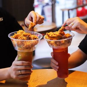 Hot Sale PP Snack Bowl Cup para Leite Chá e Suco 2 em 1 Alimentos e Bebida Copo Plástico com Bandeja - Product Image 2