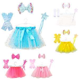 Rok Tutu payet anak perempuan, Set gaun kostum pesta putri Festival tongkat pita permen bergaris - Product Image 2