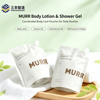Pochette souple blanche mate avec bec verseur, emballage flexible personnalisé pour lotion corporelle et gel douche
