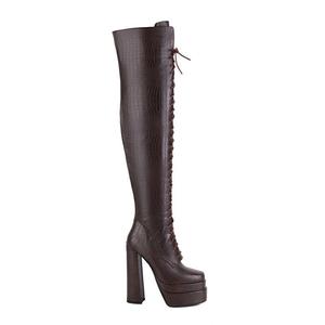 Nouvelles bottes romaines à lacets, style européen et américain, semelle épaisse, fermeture éclair latérale, bottes pour femmes au-dessus du genou - Product Image 4