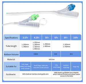 USMILEPET veteriner kateter 10Fr 2 yollu tıbbi dereceli silikon büyük cins köpek üre üriner Foley kateter Stylet ile - Product Image 5