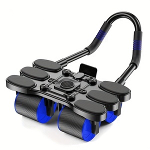 Rouleau abdominal à rebond automatique avec genouillère antidérapante, équipement d'entraînement des muscles abdominaux pour la remise en forme à domicile, noir - Product Image 2