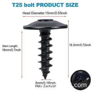 Self Tapping <b>Screws</b> 2N90974701 Black <b>Flat</b> Head Metric Steel For Volkswagen B5 Audi Q5 Mudguard - Product Image 5