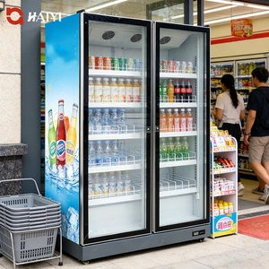 Refrigerador Comercial con <span class=keywords><strong>Puerta</strong></span> de Vidrio para Bebidas, Refrigerador de <span class=keywords><strong>Doble</strong></span> <span class=keywords><strong>Puerta</strong></span> para Exhibición de Bebidas para Supermercados - Product Image 3