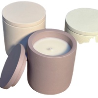 Uobobo – Pot à bougie en ciment mat fait main, personnalisé, pour bougies en cire de soja, idéal pour la décoration intérieure