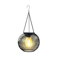 Lampe suspendue solaire en fer forgé, style vintage, pour camping, jardin, cour, décoration extérieure, lampe ajourée pour randonnée