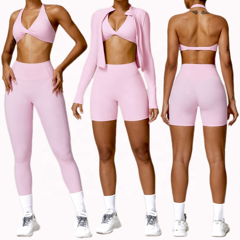 New Yoga Gym Fitness Sets Scrunch Butt Leggings Yoga Sets Fitness Running Gym Set For Women