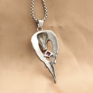 Collar con Colgante de Lobo de Acero Inoxidable, Diseño Animal, Estilo Retro, Regalo para Hombre, Engaste de Garra con Incrustación de Amatista - Product Image 3