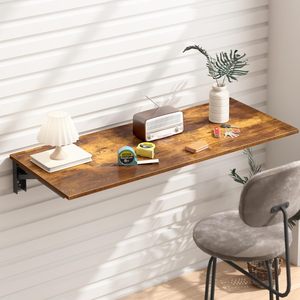 Bureau pliant mural brun rustique robuste de 36 "X 20": une <span class=keywords><strong>table</strong></span> de travail compacte pour la maison, la cuisine, <span class=keywords><strong>le</strong></span> salon et les petits espaces - Product Image 1