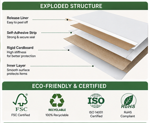 Enveloppes rigides en <span class=keywords><strong>carton</strong></span> pour l'expédition en gros, <span class=keywords><strong>prix</strong></span> d'usine, enveloppes plates auto-adhésives en vrac pour les entreprises de commerce électronique - Product Image 3