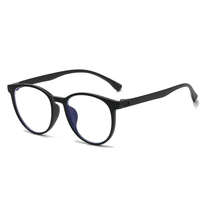 Óculos de armação redonda TR90 clássico de tendência, óculos de miopia leve e azul, armação personalizada com bloqueio de raios ópticos