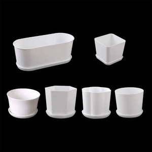Polygonal Square Round Plastic Flower Pot With Tray Gardening Thickened Garden Pot Nursery Succulents Pots