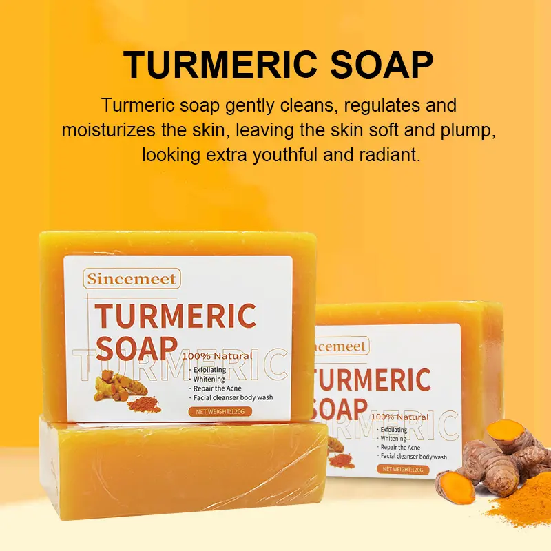 Private Label Handmade Skin Care Tumeric Toilet Soap Body Facial Cleansing Whitening Acne Face Turmeric Soap