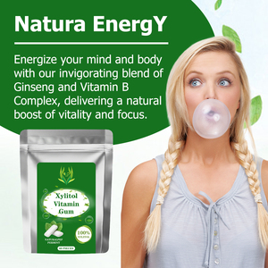 Gommes à mâcher au xylitol et aux vitamines, saveur menthe poivrée naturelle, 100 % xylitol, complément énergétique, gommes à mâcher à la caféine, 60 pièces, emballage OEM - Product Image 3