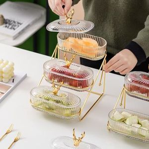 Conteneur de rangement décoratif transparent pour la maison, assiettes à collation, plat à salade de fruits secs, pour noix, bonbons, apéritifs, collations de fête - Product Image 3