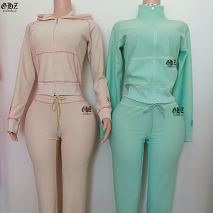 Completo da donna 2 pezzi in maglia waffle personalizzato: giacca a maniche lunghe e pantaloncini, tuta streetwear estiva 2026 - Product Image 5