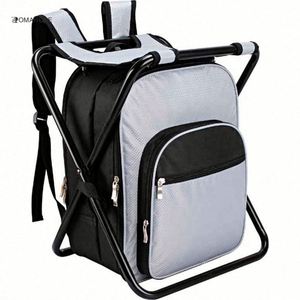 Folding Picnic <b>Cooler</b> <b>Backpack</b> With Chair, Lightweight Portable Seat Stool for Outdoor Camping, Travel, Hiking, Beach,Fishing - Product Image 4
