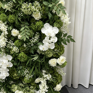 Promise Artificial Floral <b>Wall</b> Rectangle Greenery <b>Panel</b> White Roses Romantic Wedding Backdrop Reusable Decor - Product Image 2