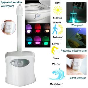 Lampu LED Sensor Gerak PIR untuk Dudukan Kloset, Lampu Induksi Inframerah dengan 8 Warna yang Berubah Otomatis untuk Penerangan Kamar Mandi - Product Image 2