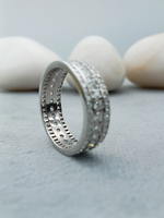 Bague de fiançailles classique en or blanc 14 carats rempli, diamant de laboratoire taille brillant VVS, alliance éternelle tendance